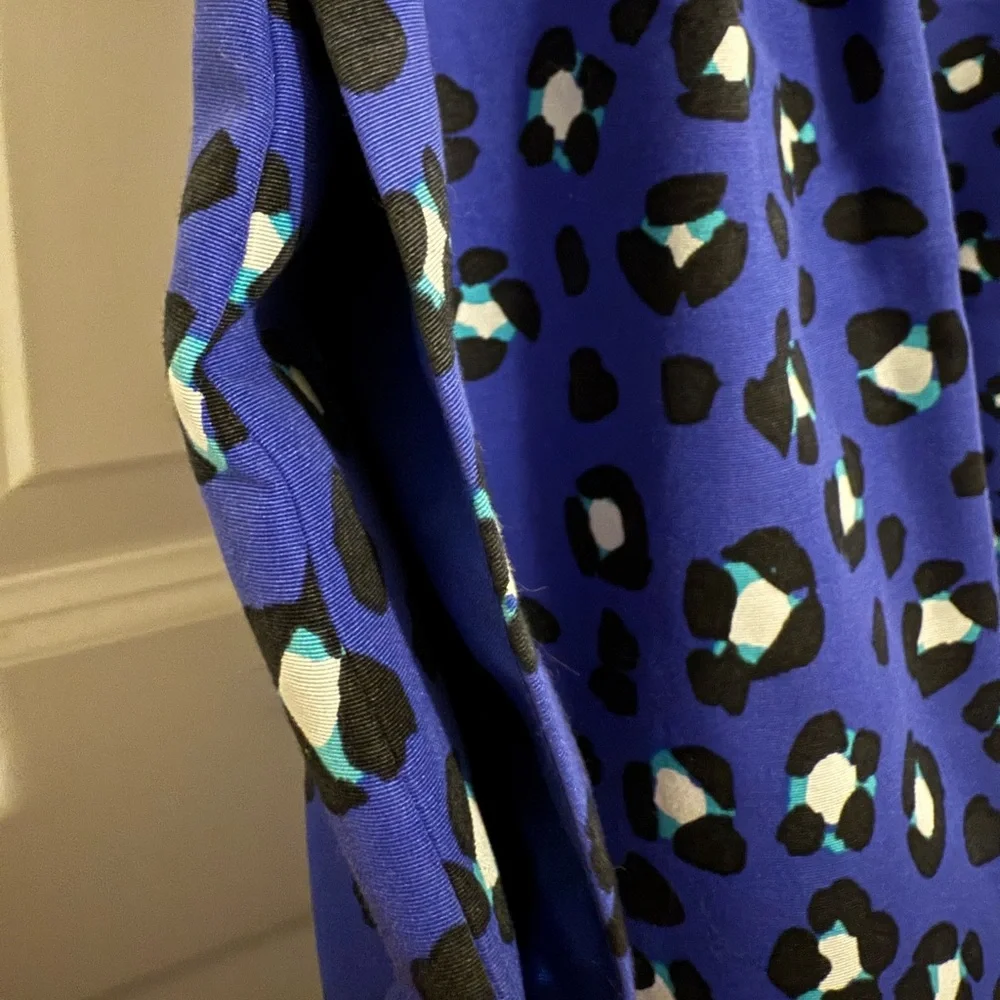Kate Spade NY Dawson Cyber Cheetah Print Dress Blue V-Neck Pockets Like New 8 - Picture 3 of 9